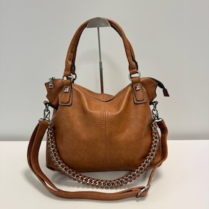 Women's handbag DAVY, hobo bag, shoulder bag, handle bag, sail rope strap, shoulder bag, slouchy bag, large bag, brown image 1
