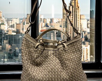 Braided handbag, buttery soft premium leather, crossbody bag, hobo bag, shoulder bag, woven bag, tote bag, shoulder bag, beige