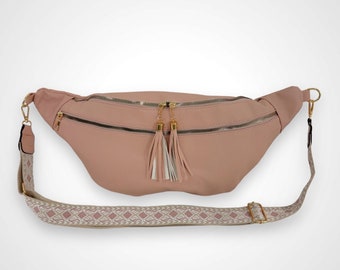 TURBO, 3XL Crossbody Bag, Crossbag, Umhängetasche, Bauchtasche, Slingbag, Hüfttasche, Half Moon Bag, Cross Body Bag, Moon bag | Rosa