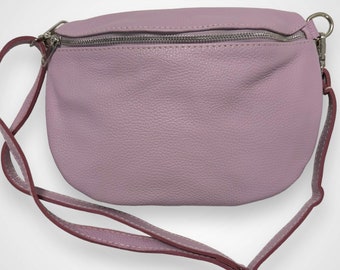 Leder Crossbody Bag, Crossbag Lila, Ledertasche Damen, Damen Umhängetasche, Gürteltasche Lila, Bauchtasche Lila Leder, Cross Body bag, Groß