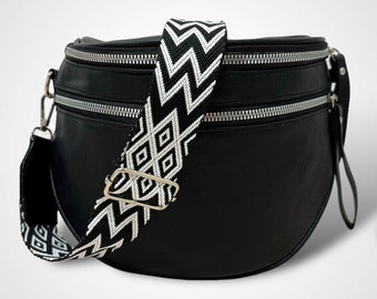 Crossbody tas, grote buiktas, schoudertas voor dames, crossbody tas, zwarte kruistas, zwarte buiktas, buideltas, emmertas