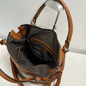 Women's handbag DAVY, hobo bag, shoulder bag, handle bag, sail rope strap, shoulder bag, slouchy bag, large bag, brown image 4