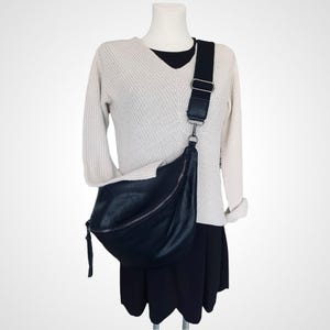 LUNA XXL Crossbody Bag vegan leather shoulder bag black fanny pack faux leather sling bag hip bag belt bag crossover with bag strap