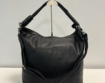 Ensemble de sac à main DAVY, sac hobo, sac à bandoulière, sac à poignée, sac crossbody, sac slouchy, grand sac, avec portefeuille, noir