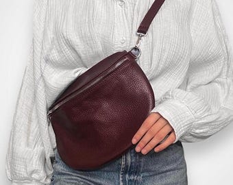 Leather Crossbody Bag, Shoulder Bag for Women, Leather Bag for Women, Leather Bum Bag, Belt Bag, Crossbag, PLUS - Color Selection