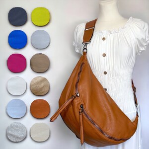 LUNA, XXL Crossbody Bag, Crossbag, Umhängetasche, Bauchtasche, Slingbag, Hüfttasche, Half Moon Bag, Cross Body Bag, Moon bag Farbauswahl zdjęcie 1