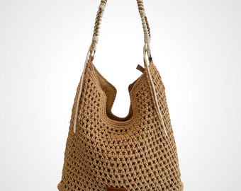 Bolsa de macramê, bolsa de ombro boho, bolsa de verão feminina feita à mão, bolsa transversal grande, bolsa de crochê, bolsa de praia