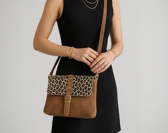 Suede Leopard Shoulder Bag, Crossbody Bag Women, Crossbag