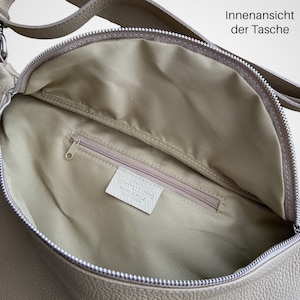 XL Crossbody Bag Leder mit silbernem Reißverschluss Damen Leder, Damen Umhängetasche Gürteltasche, Geschenk für Sie, XL Bauchtasche Leder Bild 5