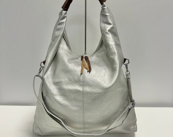 XL handbag DAVY, hobo bag, shoulder bag, handle bag, crossbody bag, shoulder bag, slouchy bag, everyday bag, hip bag, silver