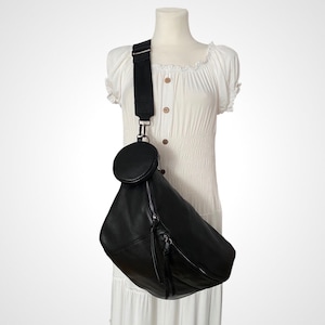 LUNA, XXL Crossbody Bag, Crossbag Schwarz, Crossbody bag mit Wechselgurt, Portemonnaie rund, Umhängetasche, Bauchtasche,Cross Body Bag, Set