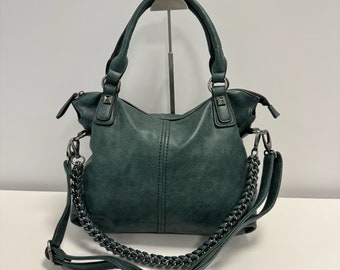 Ladies handbag DAVY, hobo bag, shoulder bag, handle bag, sail rope strap, crossbody bag, slouchy bag, large bag, dark green emerald