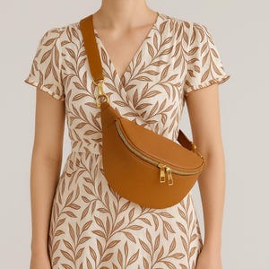 Bauchtasche Leder, mit goldenem Reißverschluss, Ledergurt, Umhängetasche, Geschenke Damen, Gürteltasche, Crossbag, Hüfttaschen