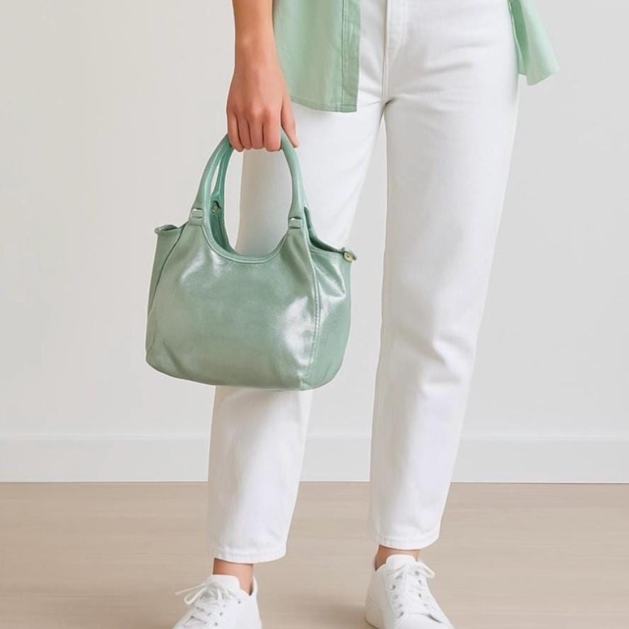 Shiny genuine leather handbag MEDIUM, handbag leather, crossbag, basket bag, shoulder bag, crossbody bag, tote bag