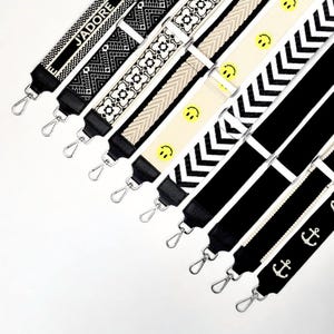 Bag strap, bag strap, patterned shoulder strap, shoulder strap, interchangeable strap, crossbody bag strap, wide bag strap black gold silver