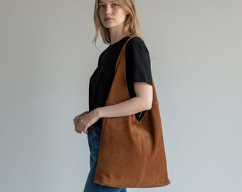 Suede shoulder bag, suede bag, shopper, suede tote bag, hobo bag, tote bag, slouchy bag - color selection