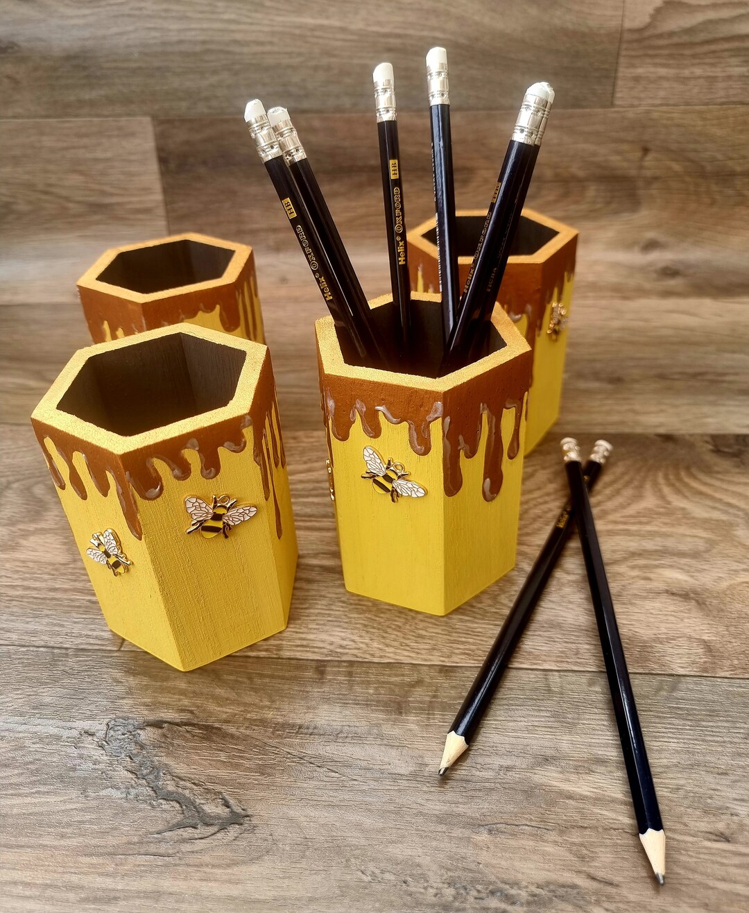 Hand Painted Wooden Pencil Pots Etsy