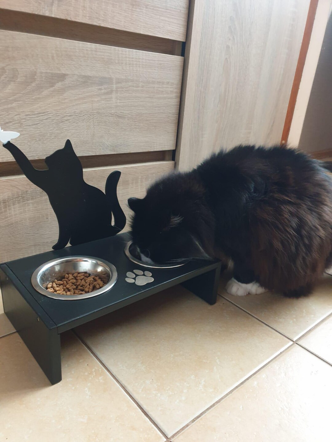 Cat Feeding Station With 2 Bowls, Cat Bowl Stand, Elevated Cat Bowl Set ...