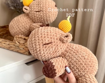 Patrón de crochet 2 en 1 de capibaras dormilones en PDF / patrón de capibara / hecho a mano / amigurumi / Idioma inglés / diseño de @tigraz.toys