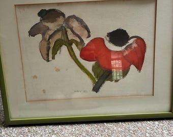 Watercolor by poet/painter Basil King. 1980. Black Mountain College artist. 19”/15”