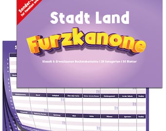 Stadt Land Furzkanone - Gesellschaftsspiel Kinder | Stadt Land Fluss Kinder Version | Gesellschaftsspiele ab 8 Jahre