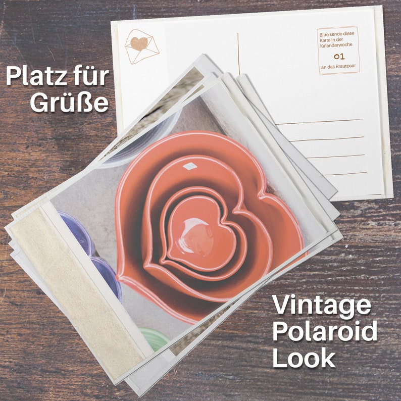 52 Postkarten Hochzeit Vintage Hochzeitsspiel Karten Set für 52 Wochen, jede Woche eine Postkarte für das Brautpaar, wie ein Gästebuch image 5