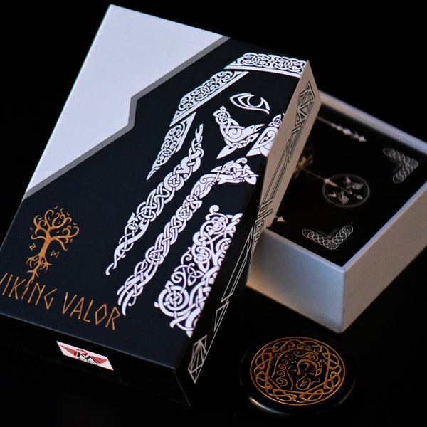 Viking Valor, Tarot Deck Black White with Guidebook and Box, 78 Major&Minor Arcana cards, tarot karten, unique tarot deck.