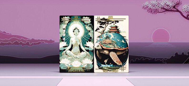 Jeu de tarots en précommande Reitekina tabi, jeu de tarots avec guide, 78 cartes, conception personnalisée, feuille d'or, jeu de cartes Oracle. image 10