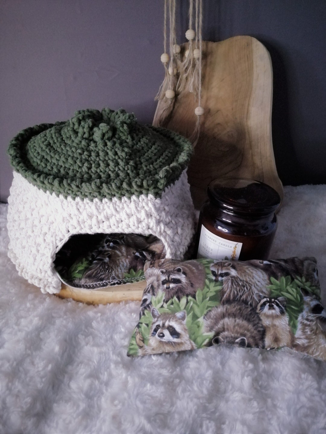 Yurtshaped Guinea Pig Hut and Waterproof Rugs With Racoon Etsy