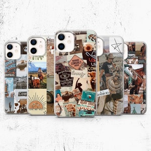 Cowboy Collage Case Horse Girl Cover for iPhone 15, 14, 13, 12 Pro, 11, XR, XS, 8, 7 Samsung S22, S21, A40, A51, A71 Huawei P20, P30, P40