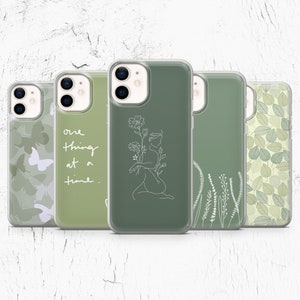 Green pastel Phone Case Grey Cover for iPhone 16, 15, 14, 14Pro, 13, 12 Pro, 11, XR, XS, 8, 7 Samsung A56, A36, A26, A24 Huawei P30, Pixel 9