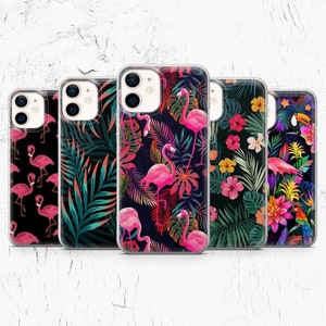 Flamingo Phone Case Tropical Floral Cover for iPhone 14, 13, 12 Pro, 11, XR, XS, 8, 7  Samsung A12, S22, S21, A24, A40, A71, A51, Huawei P30