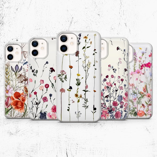 Wilde Wiese Blumen Handyhülle Pflanzen Handyhülle für iPhone 15, 14, 13, 12 Pro, 11, XR, XS, 8, 7 Samsung S22, S21, A51, A71 Huawei P30,P40, P50