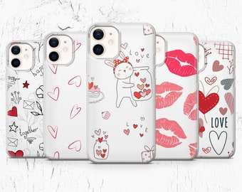 Coque Saint-Valentin Coeur d'amour pour iPhone 15, 14, 13, 12 Pro, 11, XR, XS, 8+, 7 Samsung A12, S21, A40, A51, A71 Huawei P20, P30