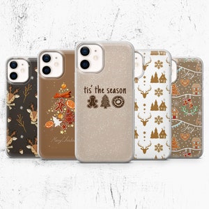 Christmas Phone Case Winter Cookie Cover for iPhone 14 ,13, 12 Pro, 11, XR, XS, 8, 7 Samsung S10, S22, S21, A40, A51, A71 Huawei P30, P40