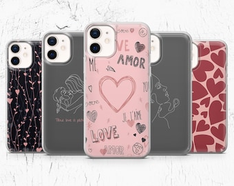 Coque de téléphone Saint Valentin Love Heart Cover pour iPhone 14, 13, 12 Pro, 11, XR, XS, 8+, 7 Samsung A12, S22, S21, A40, A51, A71 Huawei P20, P30