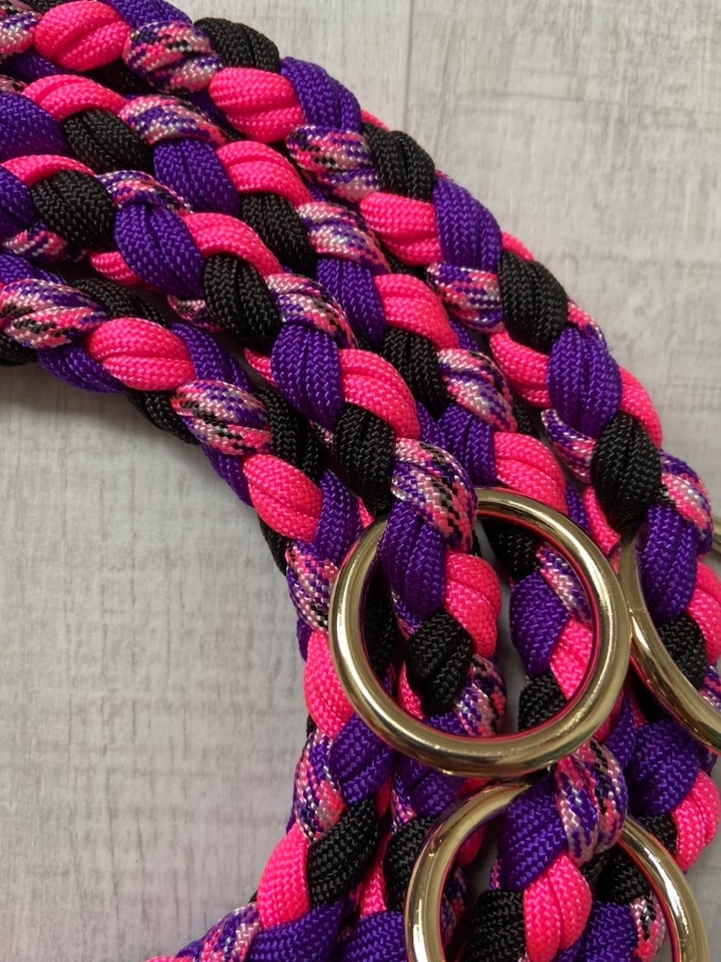 Round dog leash made of paracord, can be designed as desired Gold