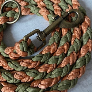 Round dog leash made of paracord, can be designed as desired Altmessing