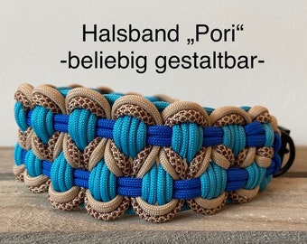 Individually braided dog collar made of paracord “Pori”