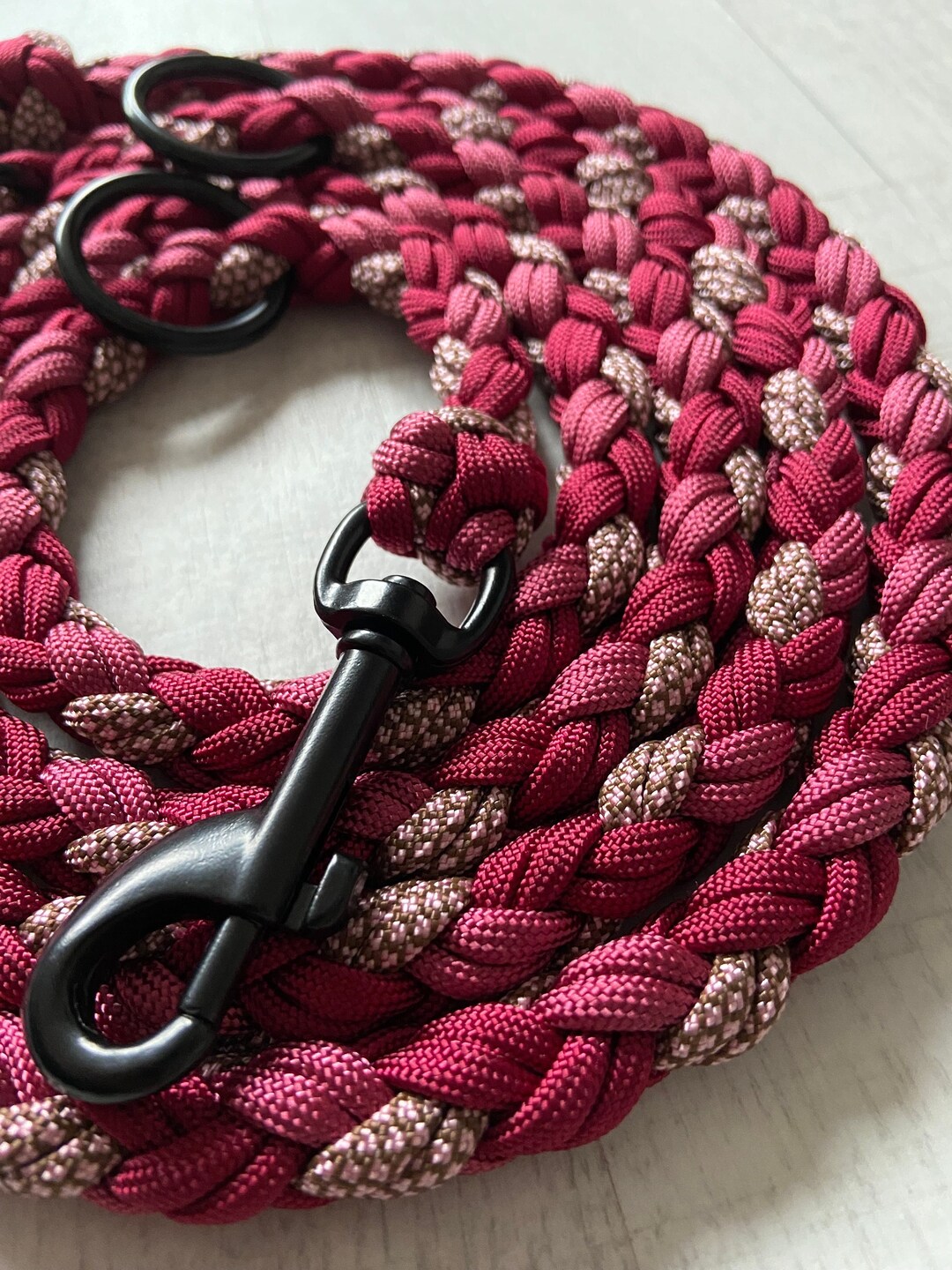 Hundeleine Aus Leder - Rundgeflecht Leine 1.2m Für Mittelgroße Hunde