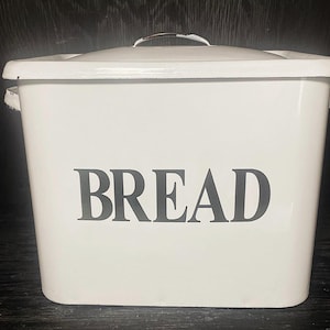 Vintage White Enamel Bread Box
