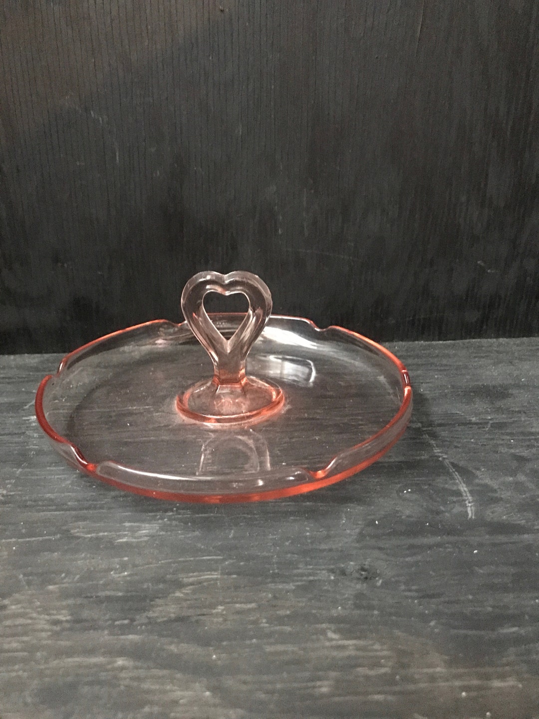 Vintage Pink Depression Glass Heart Ashtray Candy Dish Etsy