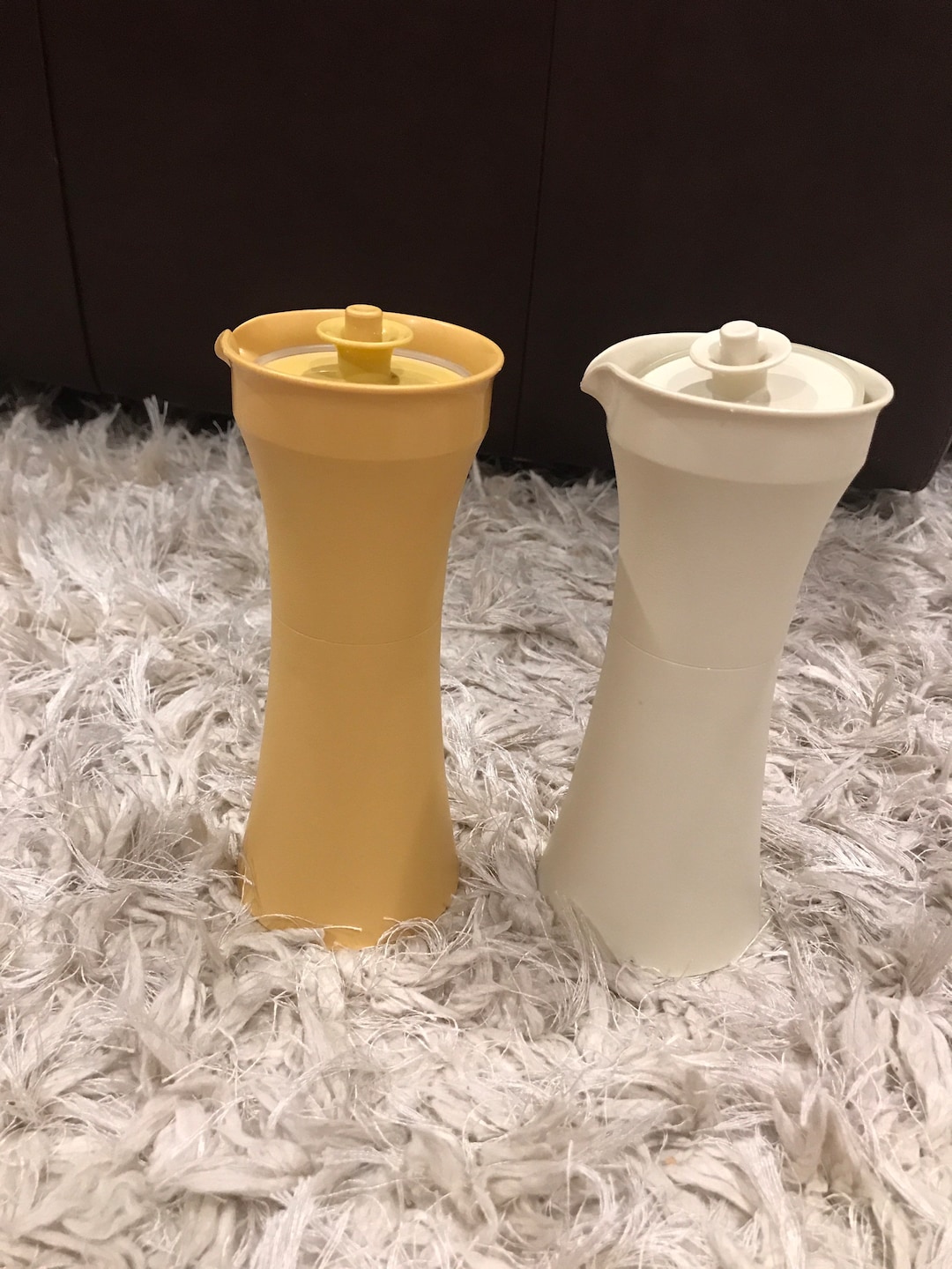 Vintage 70s Tupperware Salad Dressing Cruet Container Harvest Gold