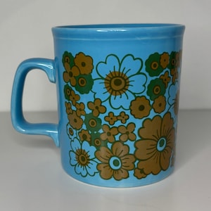 キルンクラフト ブルーフローラルモチーフ コーヒーマグ