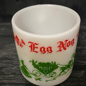 Hazel Atlas Christmas Egg Nog Milk Glasses