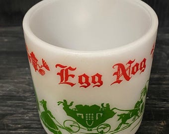 Hazel Atlas Christmas Egg Nog Milk Glasses