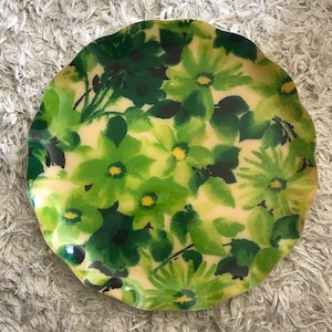Vintage Green Floral Pattern Fab Serving Platter