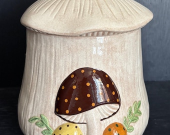 Hand Crafted Vintage Mushroom Theme Ceramic Container
