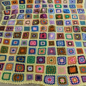 Hand Knit Yellow Afghan Throw Blanket
