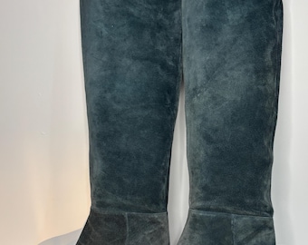 Bottes hautes en daim vert Vero Cuoio Italy pour femmes, pointure 39 (US 8,5).